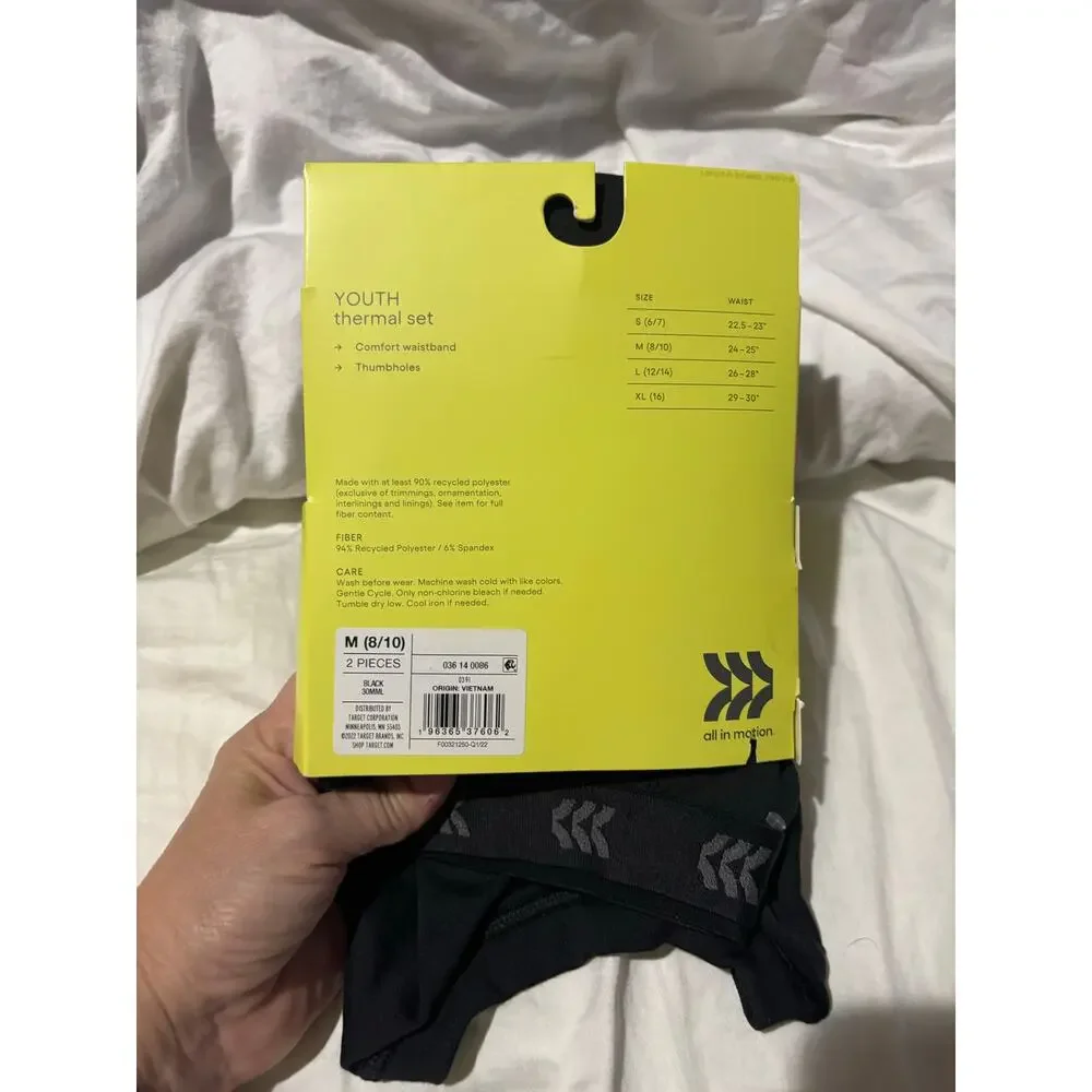 All In Motion M 8/10 black thermal long underwear base layer set nwt perfect